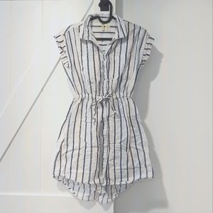 White & Blue Striped Dress XS